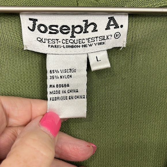 Joseph A. Womens Faux Wrap Sweater L Green Lightweight Side Ruching Classy Chic - Picture 2 of 12